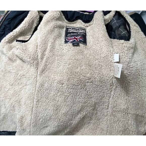 MATCHLESS London Sz 40 XS S Black Waxed Shearling Trim Lined Jacket Coat Sheffie - Picture 16 of 16